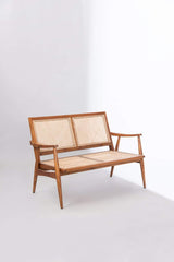 Rattan Elegance Series Solid Mango Wood 2 Seater Bench in Natural Finish