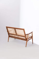 Rattan Elegance Series Solid Mango Wood 2 Seater Bench in Natural Finish