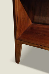 Rattan Elegance Series Solid Mango Wood Bar Cabinet in Dark Brown