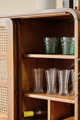 Rattan Elegance Series Solid Mango Wood Bar Cabinet in Dark Brown