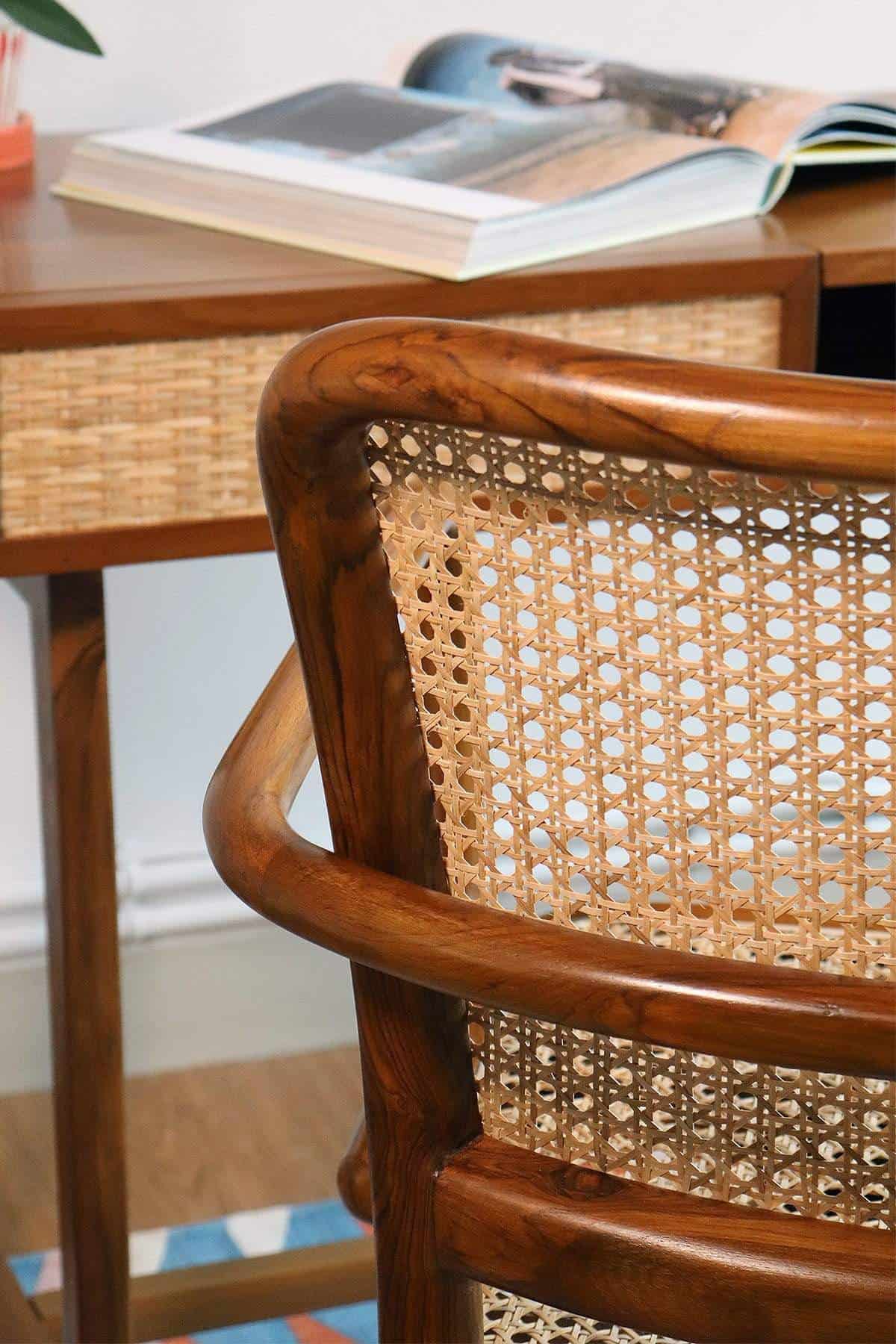 Office Chair Teak And Cane Furniture Study Table Chairs Rattan