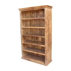 Indian Solid Wood Large Open Bookcase Natural D45 x W120 x H200 cm