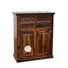 Solid Wood Indian Small Sideboard Cabinet Honey brown