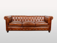 Chesterfield Aged Leather 3/4 Seater Sofa Leather Lounge Couch