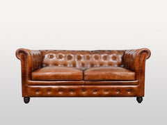 Chesterfield Aged Leather 2 Seater Sofa Leather Lounge Couch