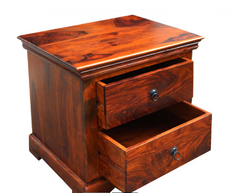 WOODEN BEDSIDE CABINET WITH COLONIAL DRAWERS