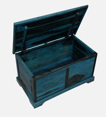 Shutter Handmade Indian Furniture Sheesham Wood Coffee Table Trunk Ocean Blue Finish