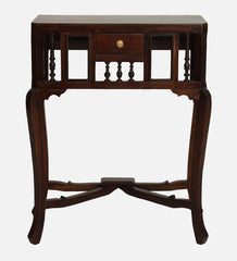 Colonial Handmade Carved Solid Mango Wood Console Table in Walnut Finish