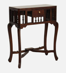 Colonial Handmade Carved Solid Mango Wood Console Table in Walnut Finish