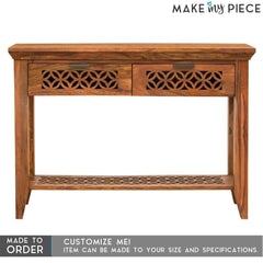 Hand Carved Sheesham wood Hall Side Table Console Table Brown 1.1m