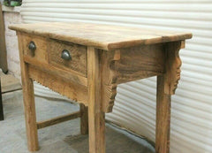 Antique Indian hand carved hall table natural