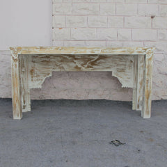 Antique Indian hand carved whitewash hall table vintage 1.5m