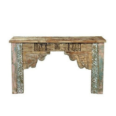 Antique carved Reclaimed wood Hall Table Brown 1.3M