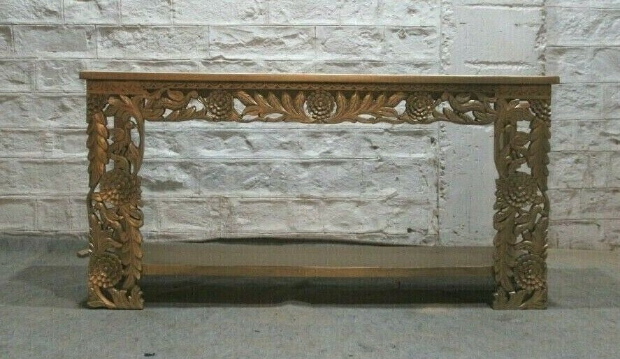 Antique Indian Hand Carved Hall Side Table