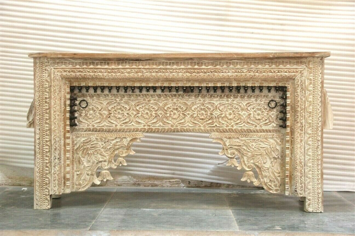 Antique Hand Carved solidwood Hall table GUJARAT whitewash