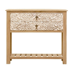 Floral Carved Solid wood 2 Drawers Hall Side Table Console Table