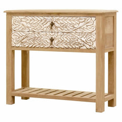 Floral Carved Solid wood 2 Drawers Hall Side Table Console Table