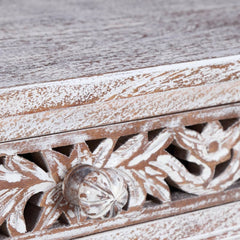 Indian Hand Carved Solid wood Hall console table Whitewash 1M