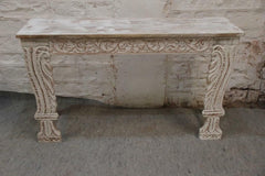 Antique Indian hand carved whitewash hall table console 1.3m