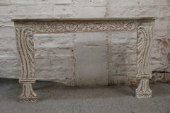 Antique Indian hand carved whitewash hall table console 1.3m