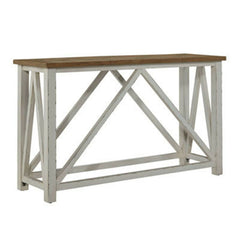 Contemporary Solid wood Hall Side Table White Natural Top