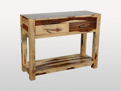 Solid Sheesham Wood 2 Drawers Console Table 100cm