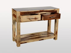 Solid Sheesham Wood 2 Drawers Console Table 100cm
