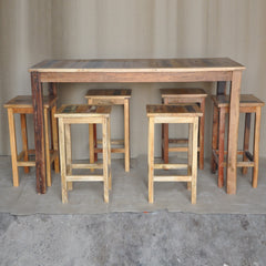 Corso Reclaimed & Mango Wood Bar Setting Set with Table and Stools Honey