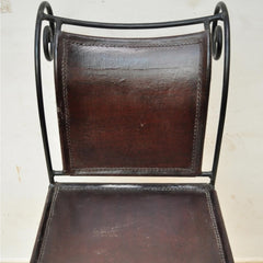 Aged Leather Curl Metal High Bar Chair