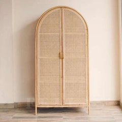 Handmade Rattan Cane Solid Wood Cupboard