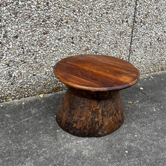 Handmade Indian Furniture Reclaimed Wooden Okhli Stool in Glossy Natural Finish