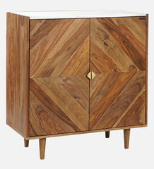 Marble Top Bar Cabinet In Natural Finish