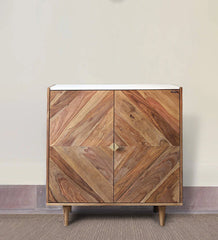 Marble Top Bar Cabinet In Natural Finish