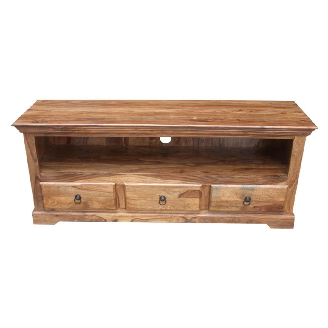 Indian Solid Wood TV Unit With 3 Drawers Natural 150 x 45 x 60 Cm