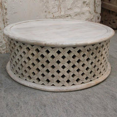 BRISTOL Balimeke wooden round drum mesh Coffee Table 82cm