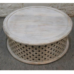 BRISTOL Balimeke wooden round drum mesh Coffee Table 82cm