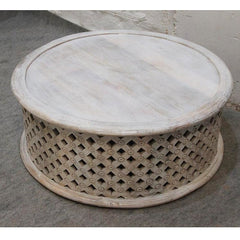 BRISTOL Balimeke wooden round drum mesh Coffee Table 82cm