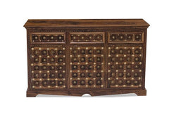 Mogra Antique Brass Work Solid Wood Brass Sideboard C