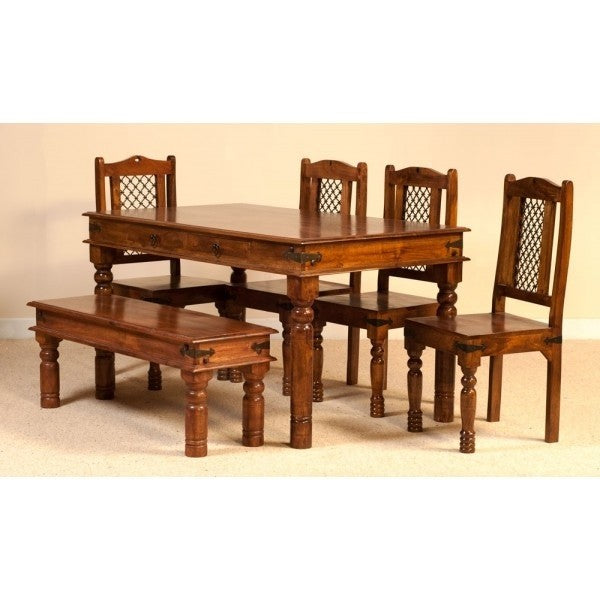 Takat 6 seater 150cm dining setting with 4 chairs & one bench