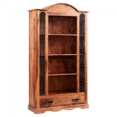 Takat Metal Jali Natural Large Bookcase with one drawer