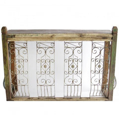 Antique Metal Jali Panel Console Hall Table