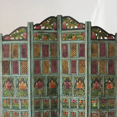 Handmade Indian Furniture Solid Hard Wood Floral Carvings Partition Screen