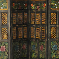 Handmade Indian Furniture Solid Hard Wood Floral Carvings Partition Screen