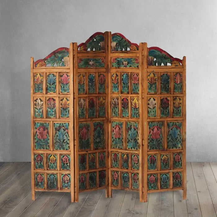 Carved Handmade Indian Furniture Solid Hard Wood Partition Screen