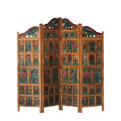 Carved Handmade Indian Furniture Solid Hard Wood Partition Screen