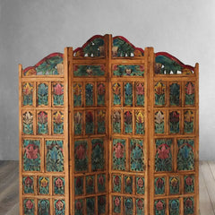 Carved Handmade Indian Furniture Solid Hard Wood Partition Screen