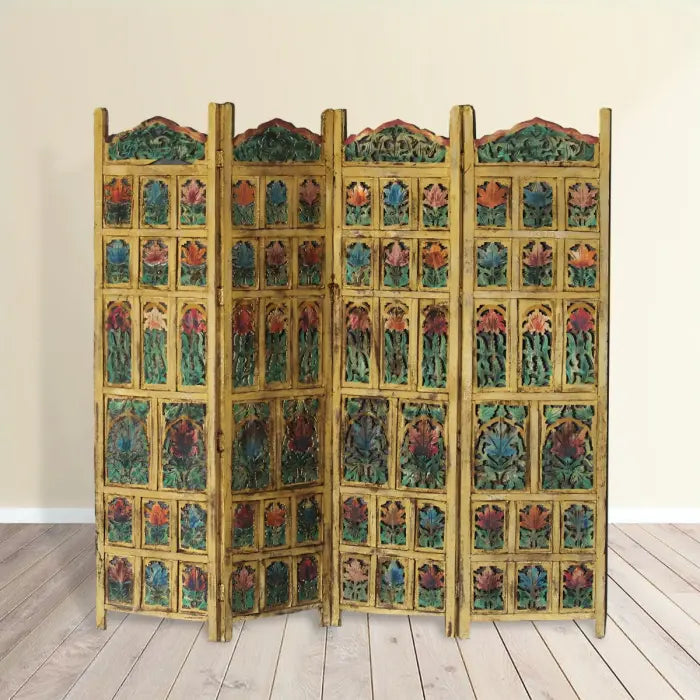 Carved Handmade Indian Furniture Solid Hard Wood Partition Screen