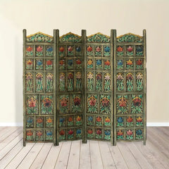 Handpainted Handmade Indian Furniture Solid Hard Wood Partition Screen