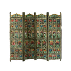 Handpainted Handmade Indian Furniture Solid Hard Wood Partition Screen