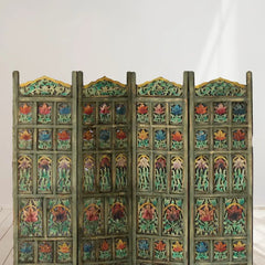 Handpainted Handmade Indian Furniture Solid Hard Wood Partition Screen